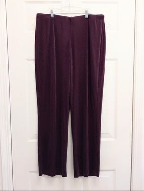 Chicos Travelers No Tummy Pants Straight Leg Purple 3R US 16 18R Stretch Slinky
